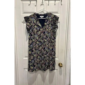 THML Multicolor Flutter Sleeve V Neck Abstract Print Peplum Hem Size‎ Large